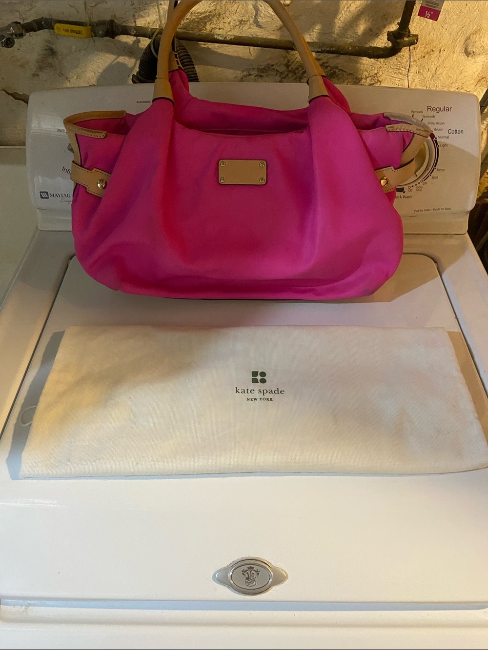 kate spade Hot Pink Shoulder Bag with Tan Handles